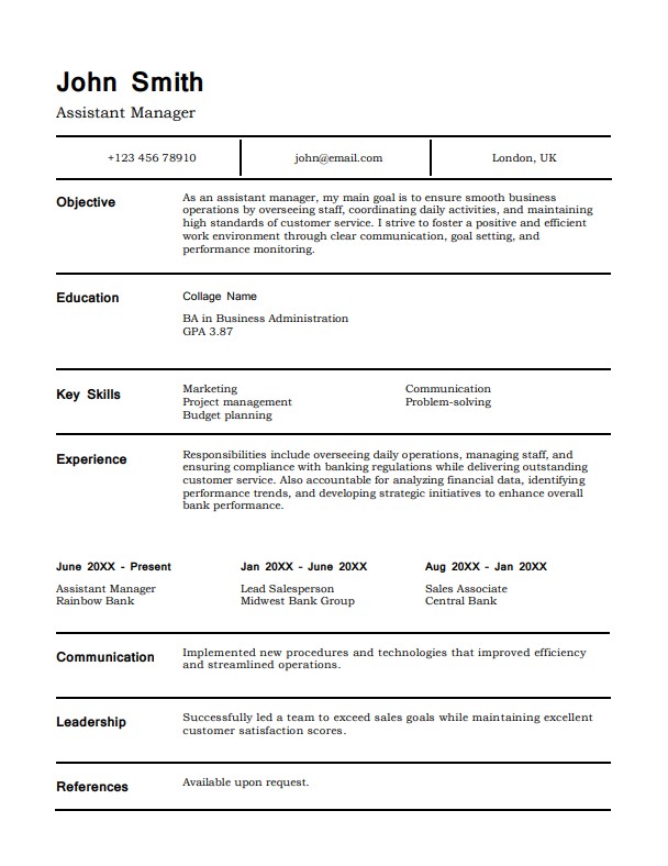 Simple CV Template 2