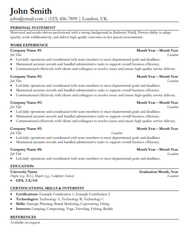 Simple CV Template 3